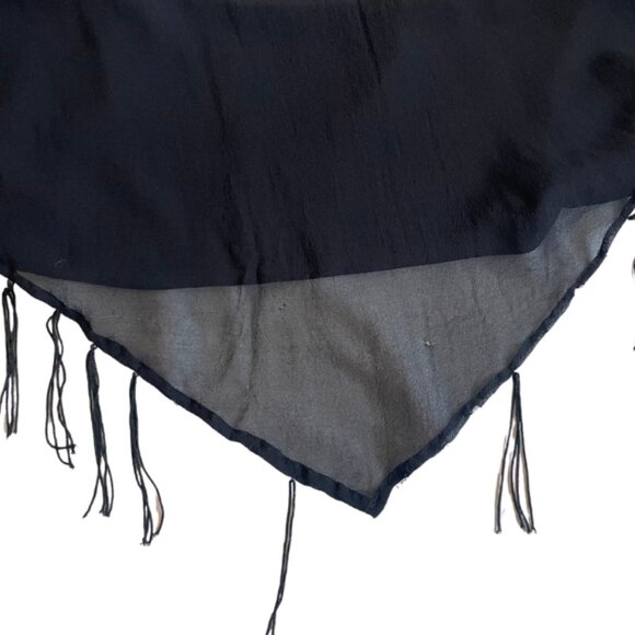sheer black flowy embroidered skirt with fringe tassels fits XS/S - Picture 8 of 8